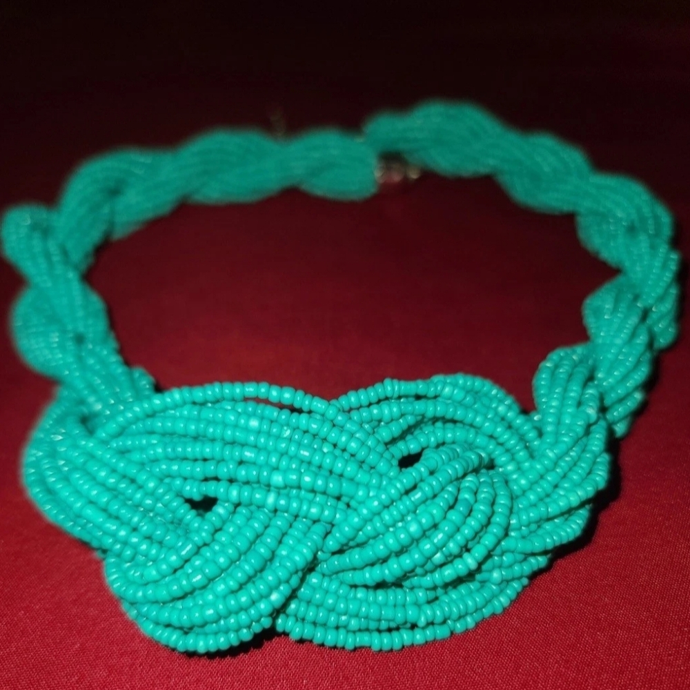 Standing Ovation Teal Seed Bead Necklace for Island Vacation Fun in the Sun 🌞🏝